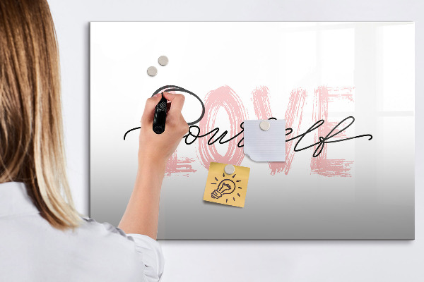 Decoratief glazen wandbord beschrijfbaar en magnetisch Bord voor foto's en notities
