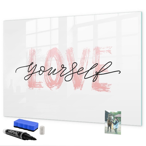 Decoratief glazen wandbord beschrijfbaar en magnetisch Bord voor foto's en notities