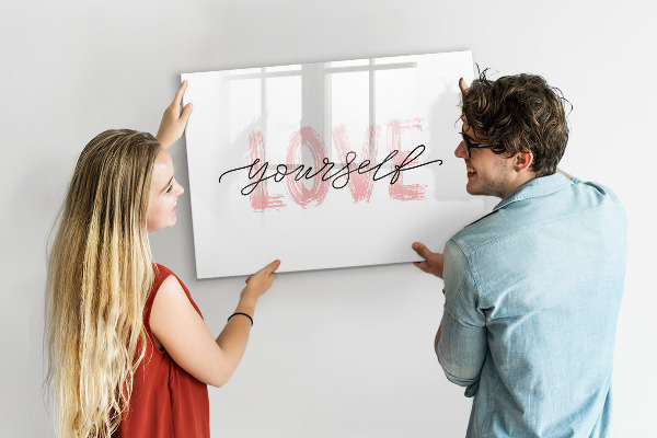 Decoratief glazen wandbord beschrijfbaar en magnetisch Bord voor foto's en notities