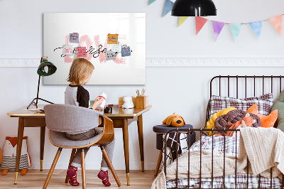 Decoratief glazen wandbord beschrijfbaar en magnetisch Bord voor foto's en notities