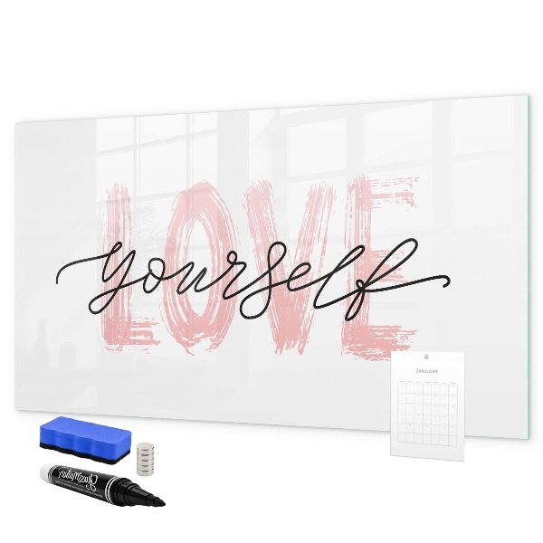 Decoratief glazen wandbord beschrijfbaar en magnetisch Bord voor foto's en notities