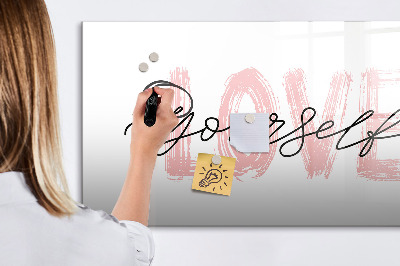 Decoratief glazen wandbord beschrijfbaar en magnetisch Bord voor foto's en notities