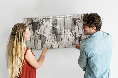 Memobord van glas met print inclusief neodymium magneten Wereldkaart met ruimte voor foto's