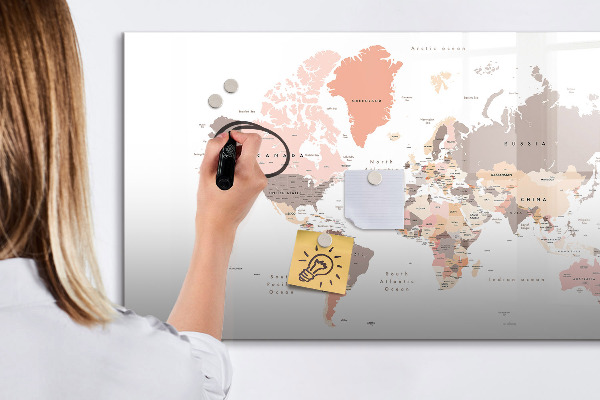 Decoratief glazen wandbord beschrijfbaar en magnetisch Een geheugenkaart met je favoriete foto's