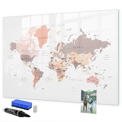 Decoratief glazen wandbord beschrijfbaar en magnetisch Een geheugenkaart met je favoriete foto's