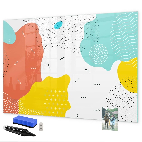 Decoratief glazen wandbord beschrijfbaar en magnetisch Creatief moodboard voor foto's en notities