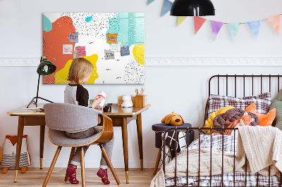 Decoratief glazen wandbord beschrijfbaar en magnetisch Creatief moodboard voor foto's en notities