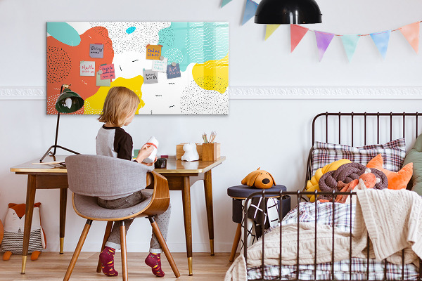 Decoratief glazen wandbord beschrijfbaar en magnetisch Creatief moodboard voor foto's en notities