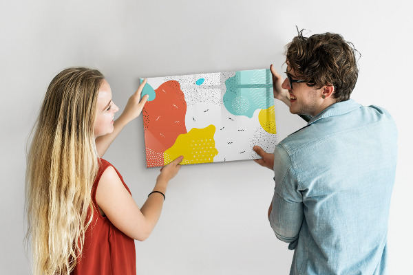 Decoratief glazen wandbord beschrijfbaar en magnetisch Creatief moodboard voor foto's en notities