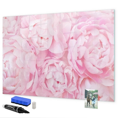 Memobord van glas met print inclusief neodymium magneten Bloemenmotief met ruimte voor foto's