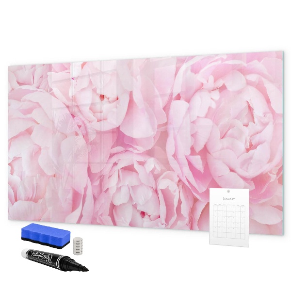 Memobord van glas met print inclusief neodymium magneten Bloemenmotief met ruimte voor foto's
