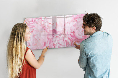 Memobord van glas met print inclusief neodymium magneten Bloemenmotief met ruimte voor foto's