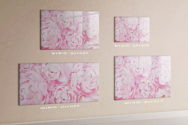 Memobord van glas met print inclusief neodymium magneten Bloemenmotief met ruimte voor foto's