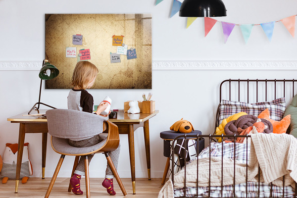 Decoratief glazen wandbord beschrijfbaar en magnetisch Notitiebord met foto's en accessoires