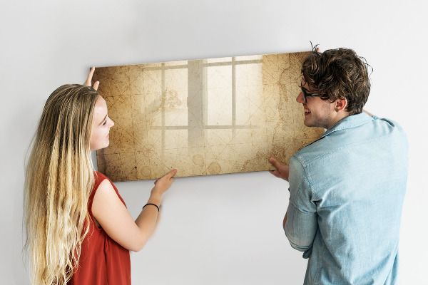 Decoratief glazen wandbord beschrijfbaar en magnetisch Notitiebord met foto's en accessoires