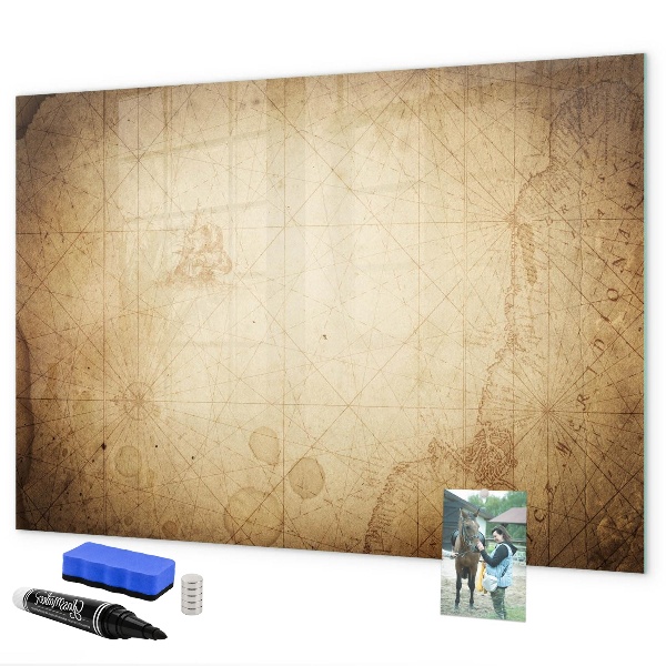 Decoratief glazen wandbord beschrijfbaar en magnetisch Notitiebord met foto's en accessoires