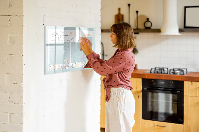 Decoratief glazen wandbord beschrijfbaar en magnetisch Weekplanner met ruimte voor foto's