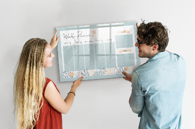 Decoratief glazen wandbord beschrijfbaar en magnetisch Weekplanner met ruimte voor foto's