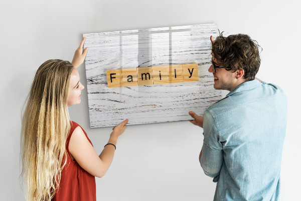 Decoratief glazen wandbord beschrijfbaar en magnetisch Bord voor foto's en notities