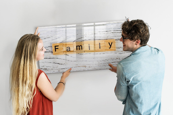 Decoratief glazen wandbord beschrijfbaar en magnetisch Bord voor foto's en notities