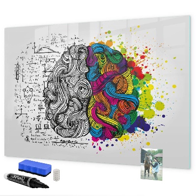 Decoratief glazen wandbord beschrijfbaar en magnetisch Een creatieve ruimte voor herinneringen en ideeën.