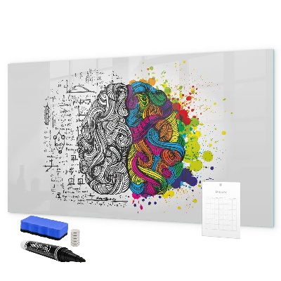 Decoratief glazen wandbord beschrijfbaar en magnetisch Een creatieve ruimte voor herinneringen en ideeën.