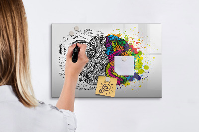 Decoratief glazen wandbord beschrijfbaar en magnetisch Een creatieve ruimte voor herinneringen en ideeën.