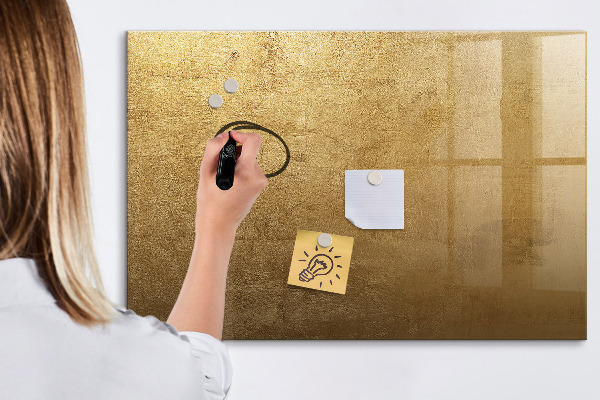 Memobord van glas met print inclusief neodymium magneten Gouden prikbord voor notities en foto's