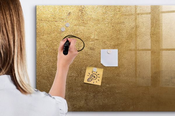 Memobord van glas met print inclusief neodymium magneten Gouden prikbord voor notities en foto's