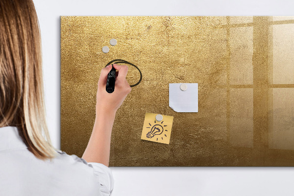 Memobord van glas met print inclusief neodymium magneten Gouden prikbord voor notities en foto's