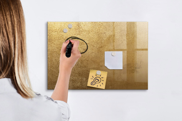 Memobord van glas met print inclusief neodymium magneten Gouden prikbord voor notities en foto's