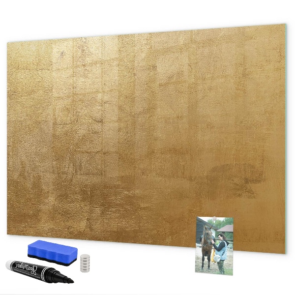 Memobord van glas met print inclusief neodymium magneten Gouden prikbord voor notities en foto's