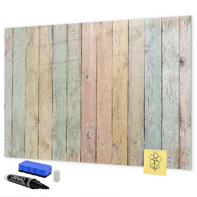 Decoratief glazen wandbord beschrijfbaar en magnetisch Een kleurrijk prikbord voor foto's en notities