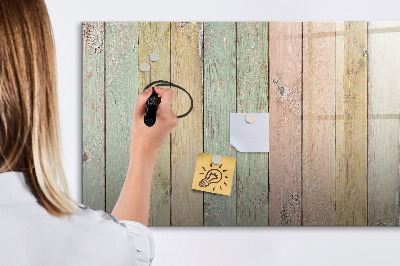Decoratief glazen wandbord beschrijfbaar en magnetisch Een kleurrijk prikbord voor foto's en notities