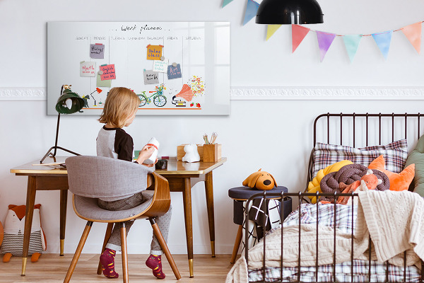 Memobord van glas met print inclusief neodymium magneten Weekplanner met foto's en notities