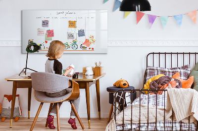 Memobord van glas met print inclusief neodymium magneten Weekplanner met foto's en notities