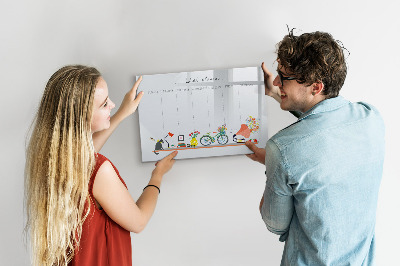 Memobord van glas met print inclusief neodymium magneten Weekplanner met foto's en notities