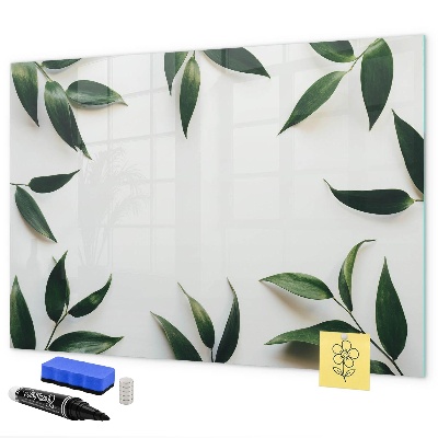 Memobord van glas met print inclusief neodymium magneten Stijlvol memobord met planten