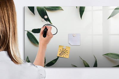 Memobord van glas met print inclusief neodymium magneten Stijlvol memobord met planten