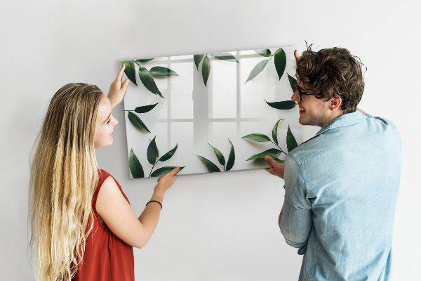 Memobord van glas met print inclusief neodymium magneten Stijlvol memobord met planten