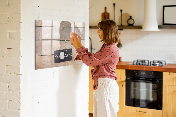 Decoratief glazen wandbord beschrijfbaar en magnetisch Creatief moodboard voor foto's en notities