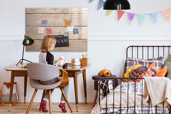 Decoratief glazen wandbord beschrijfbaar en magnetisch Creatief moodboard voor foto's en notities