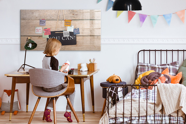 Decoratief glazen wandbord beschrijfbaar en magnetisch Creatief moodboard voor foto's en notities