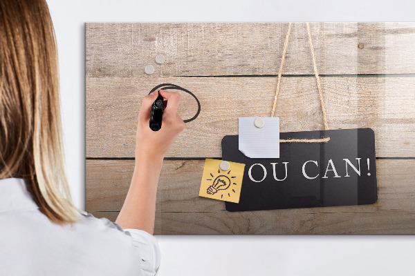Decoratief glazen wandbord beschrijfbaar en magnetisch Creatief moodboard voor foto's en notities