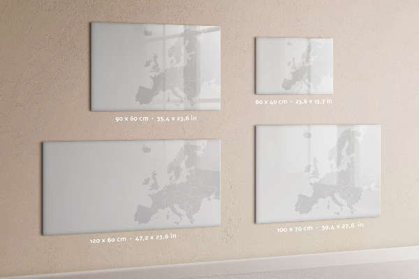 Memobord van glas met print inclusief neodymium magneten Een wereldkaart met persoonlijke herinneringen.