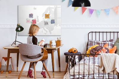Decoratief glazen wandbord beschrijfbaar en magnetisch Interactieve poster voor foto's en notities