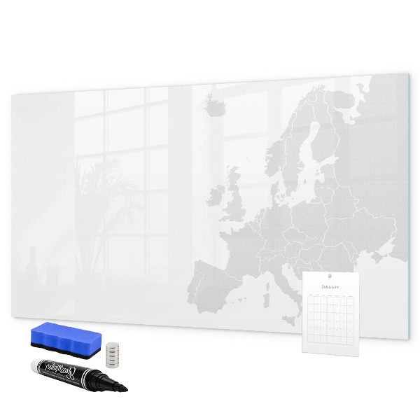 Decoratief glazen wandbord beschrijfbaar en magnetisch Interactieve poster voor foto's en notities