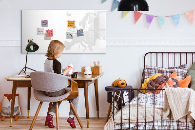 Decoratief glazen wandbord beschrijfbaar en magnetisch Interactieve poster voor foto's en notities