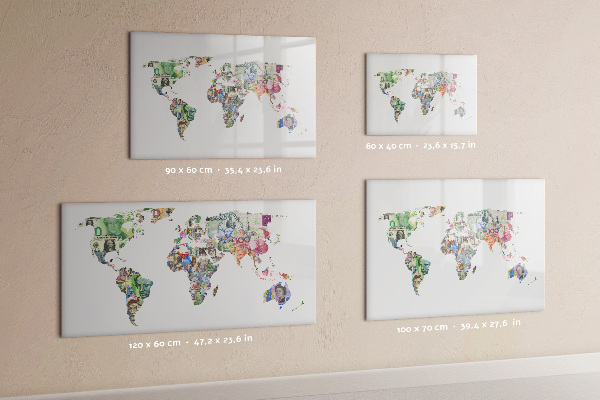 Decoratief glazen wandbord beschrijfbaar en magnetisch Interactieve poster voor foto's en notities