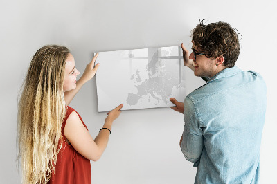 Decoratief glazen wandbord beschrijfbaar en magnetisch Interactieve poster voor foto's en notities